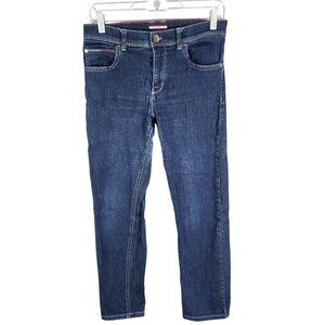 Womens Tommy Hilfiger Slim Straight Denim Blue Jeans Cotton Blend Hi Rise 16